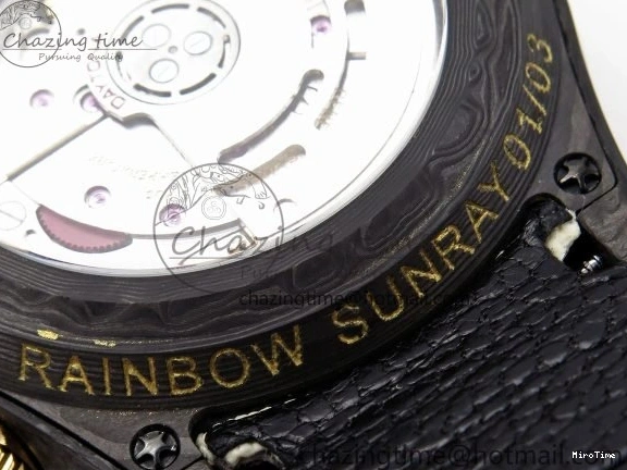 MiroTime 0504 Refined Daytona DIW Carbon Case DIWF Edition Black White Dial Orange Diamonds Bezel on White Nylon Strap A 1668